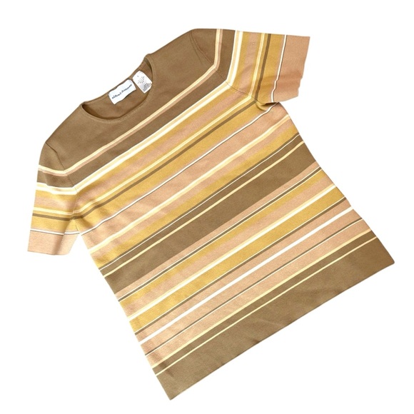 Alfred Dunner Tops - Alfred Dunner Brown and Yellow Striped Short Sleeve Tee